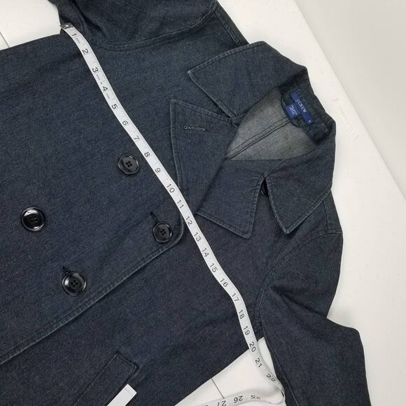 J Crew Blue Jean Denim Blazer Jacket Double Breasted Dark Wash Nice Size S - Picture 4 of 7